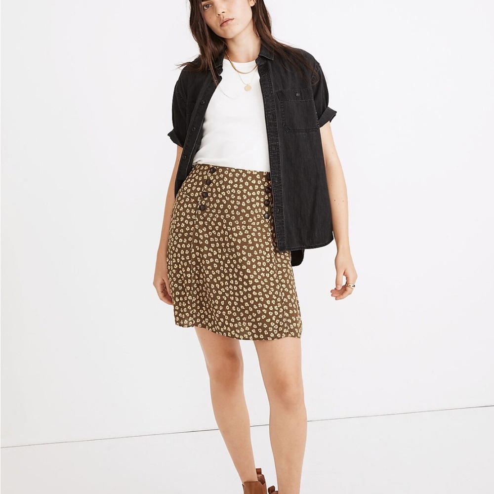 Madewell Piped Mini Skirt in Woodcut Flowers size M